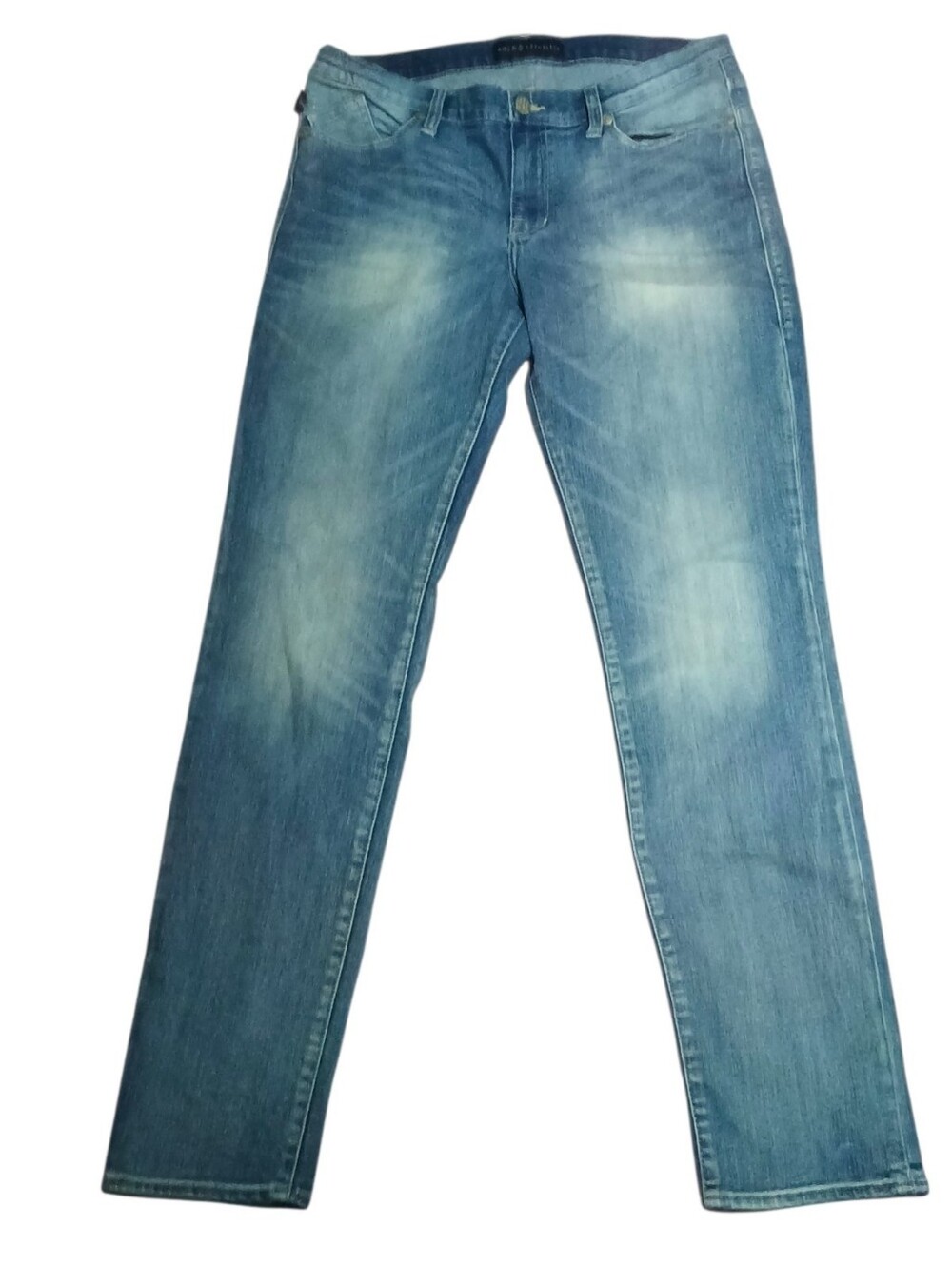 Jeans Mid-Rise Skinny Slim Legs Pants Embellished Pockets Sz 14
